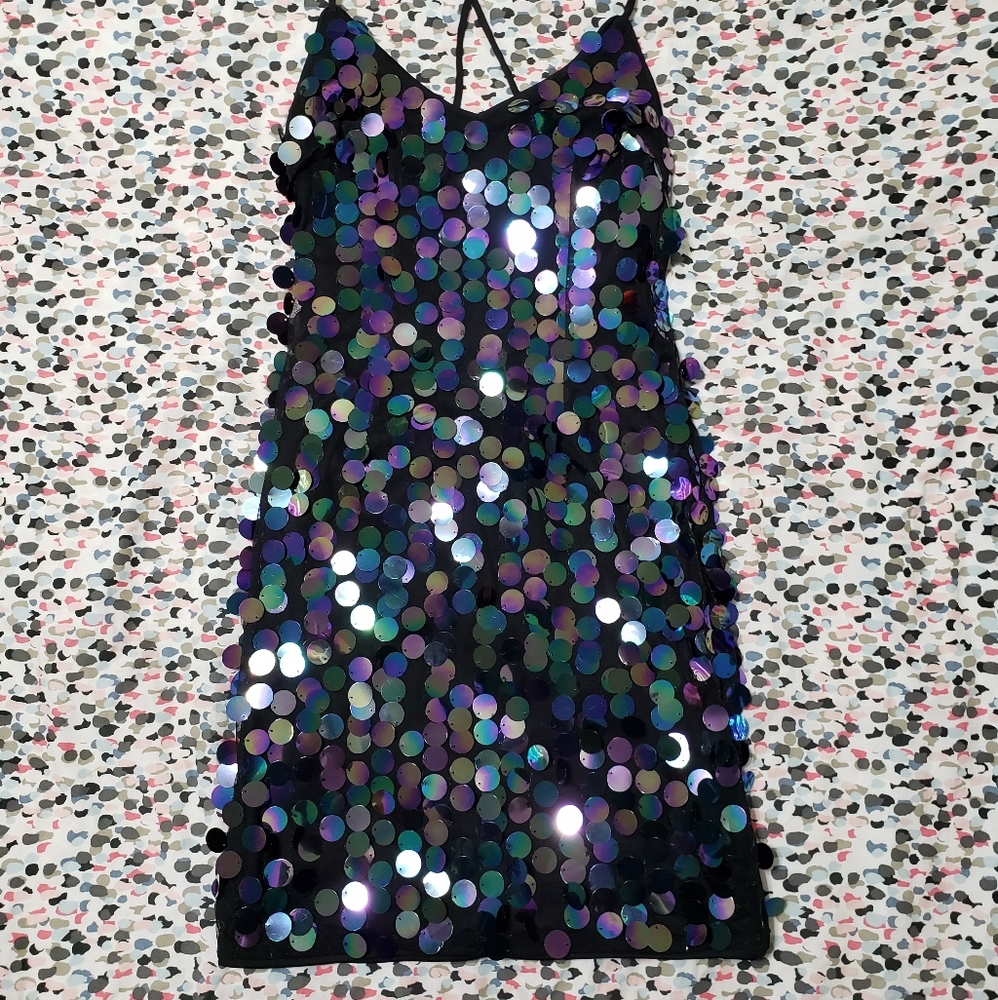 Forever 21 black mini Dress w/ large sequin discs